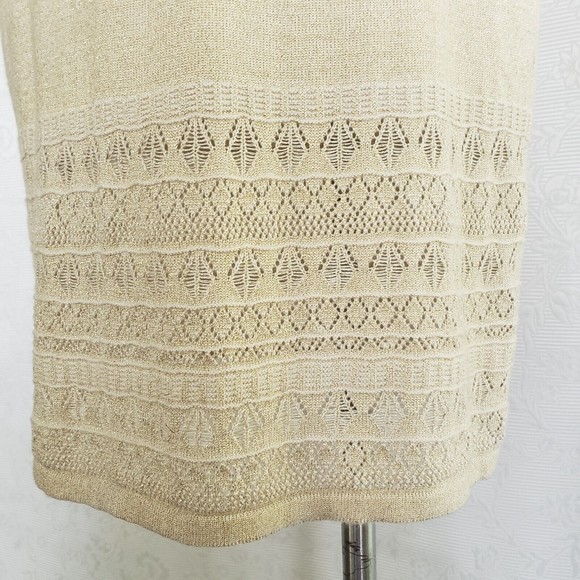 Design History Womens Knit Tank Dress S Cream Beautiful Flounce Metallic Sparkle - Picture 10 of 16